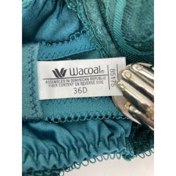 NOS Wacoal Green Sheer Lace 36D Bra & M Panty Set 85175 84975 Classic Sexy Retro - Picture 4 of 10